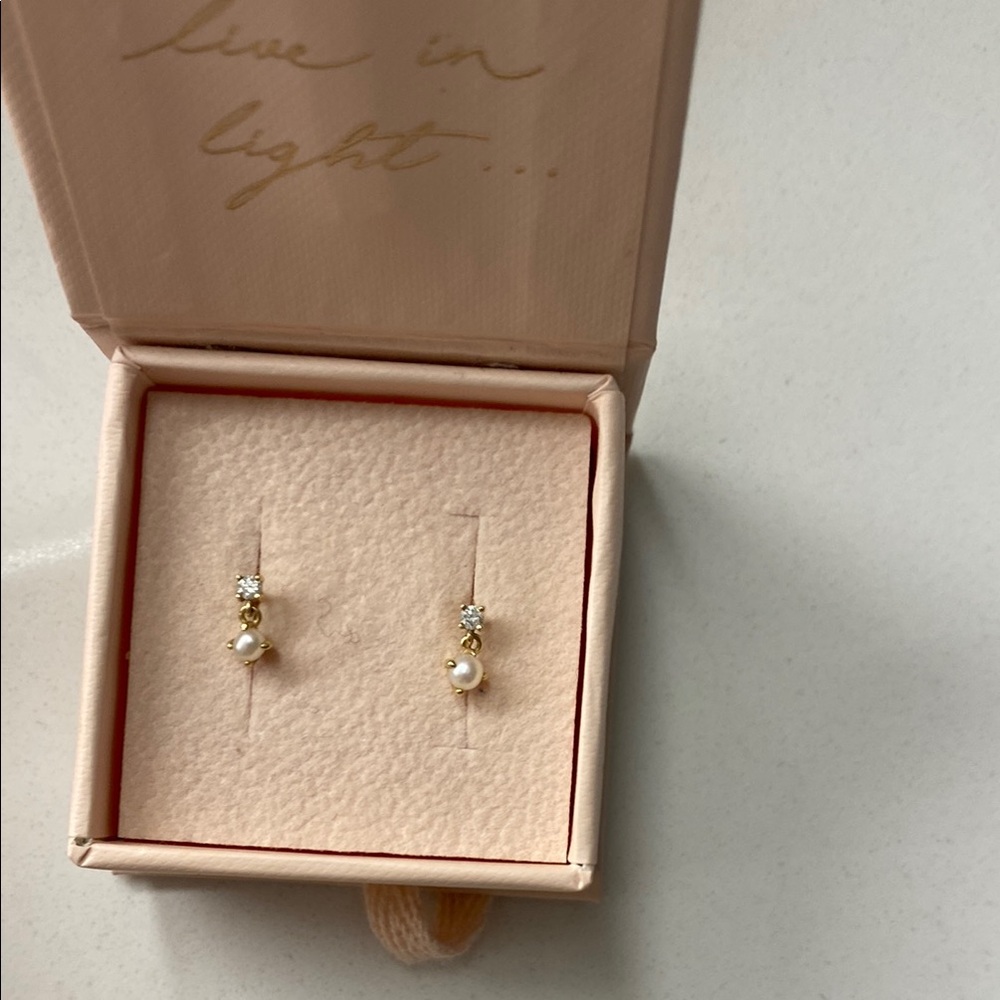 by Charlotte 14k Yellow Gold Tranquillity Diamond Pearl Earrings